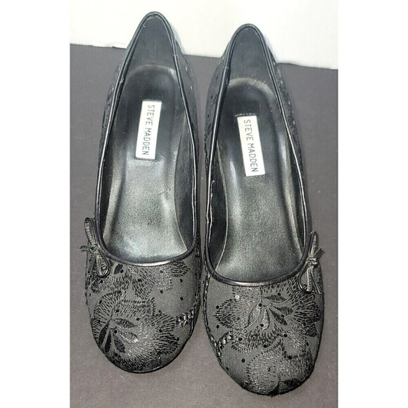 Steve Madden Leather and Cloth Embellished Heels - Size 8.5 - Picture 12 of 13